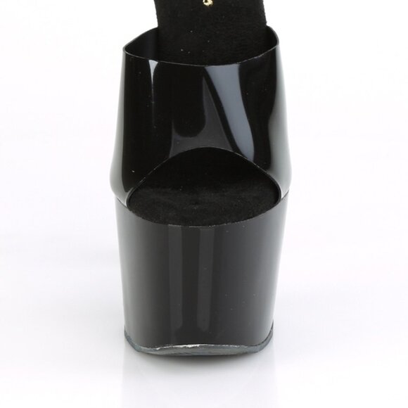 Sleek Black Platform Mules | Striking High Heel Slides for Bold Style - Picture 2 of 5